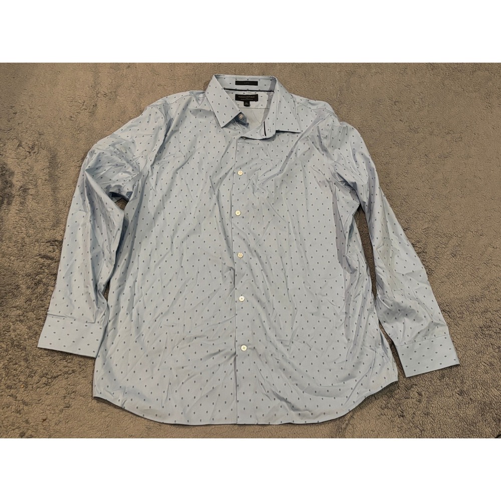 Banana Republic Mens XL Slim Fit Wrinkle Resistant Blue Micro Print Button Down